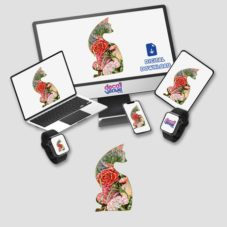 Kitty cutout with floral design