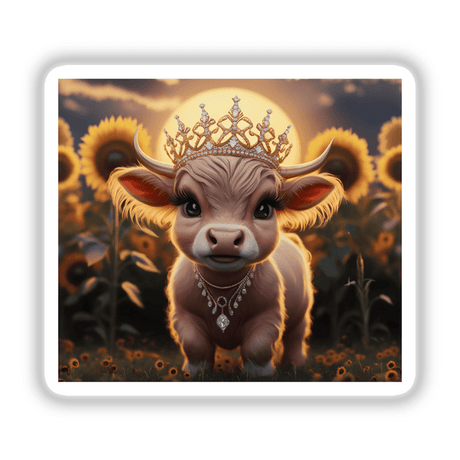 Baby Highland Cow Crown Sunflowers