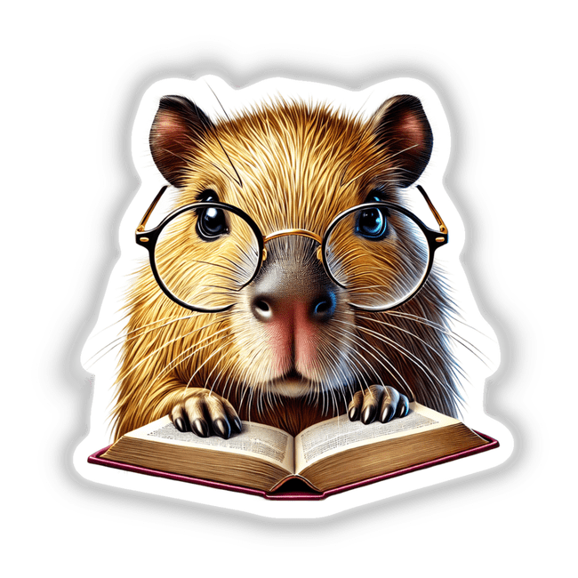 Capybara With Reading Glasses Open Book
