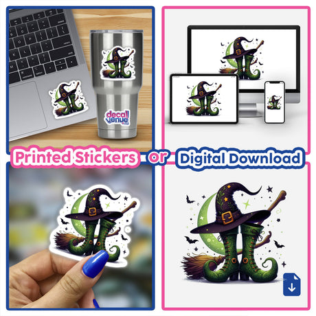 Green Witch Boots Broom Stick and Hat