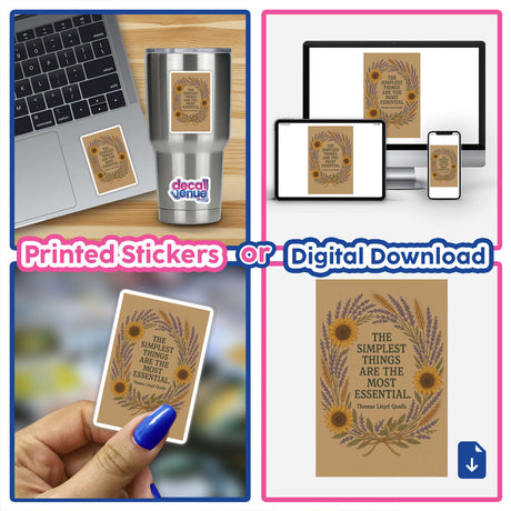 Simplest Things Quote Sticker or Clipart featuring a rustic design by Thomas Lloyd Qualls, available as stickers or digital artwork, embodying Decal Venue's unique vinyl and digital art offerings.