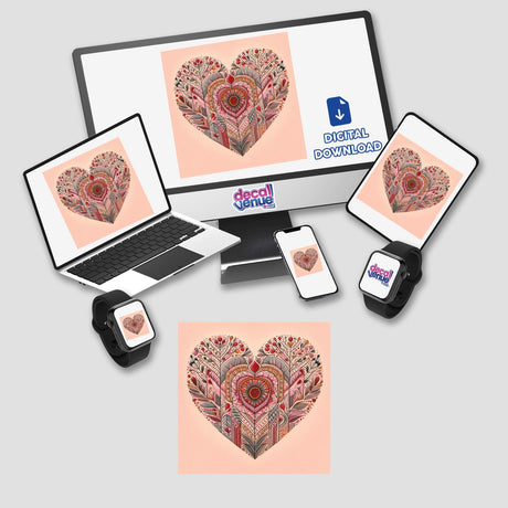 a laptop, phone, and tablet with a heart on it