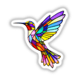 Hummingbird Stained Glass Style: A vibrant illustration of a hummingbird with outstretched wings, available as stickers or digital artwork, reflecting Decal Venue's unique style.