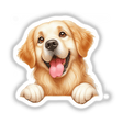 Happy Peeking Golden Retriever Dog