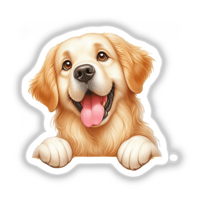 Happy Peeking Golden Retriever Dog