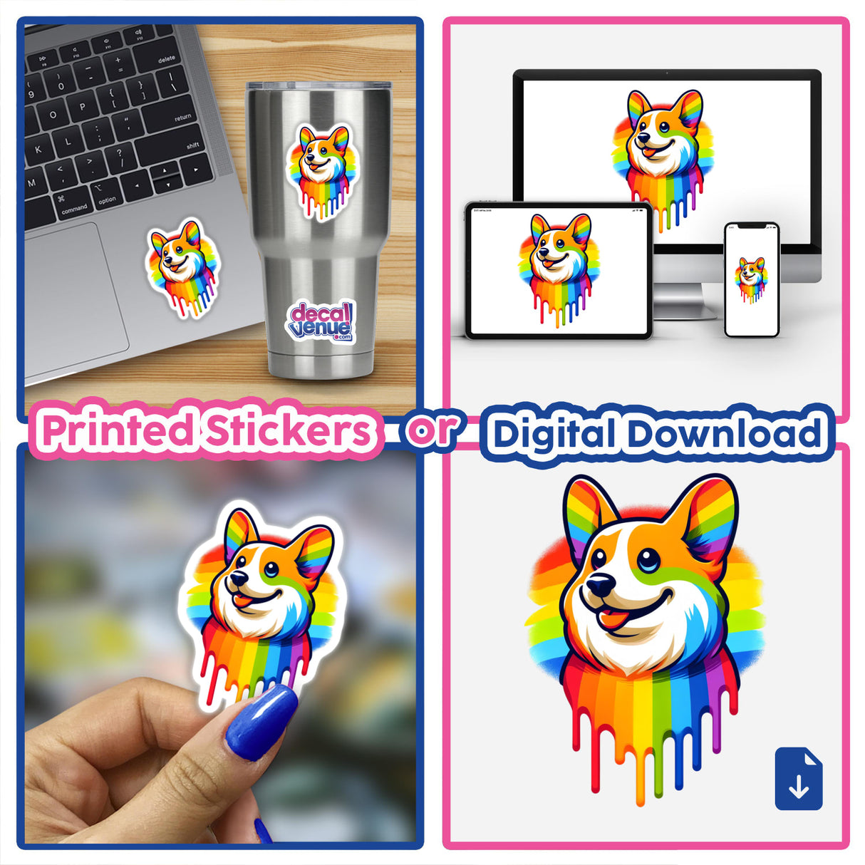 Corgi Dog Rainbow Colors Dripping Pride