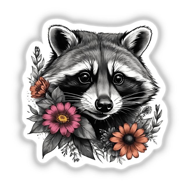 Raccoon Portrait Floral Accents PA66