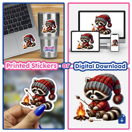 Raccoon Gnome Roasting Marshmallows Campfire