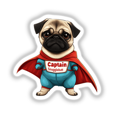 Captain Snugglebutt Pug Dog Superhero