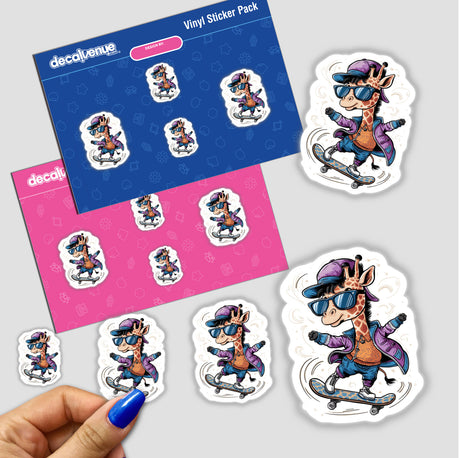 Giraffe Wearing Sunglasses Skateboarding