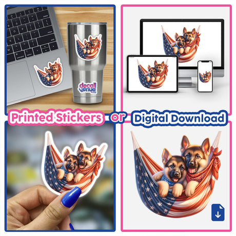 German Shepherd Dogs in American Flag Bandana Hammock