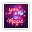 You + Me = Magic Neon Art featuring a neon sign with stars and hearts, available as stickers or digital artwork, capturing the essence of unique vinyl designs from Decal Venue.