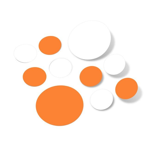 White / Orange Polka Dot Circles Wall Decals