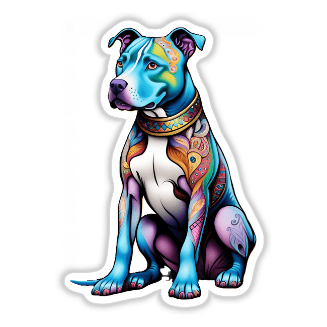 Colorful Sitting Pitbull