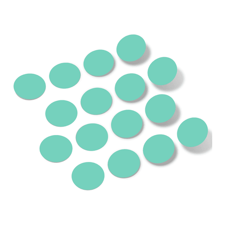 Mint green polka dot circles wall decals arranged in a decorative pattern on a white background.