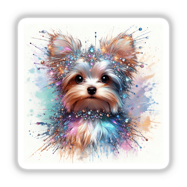 Jeweled Watercolor Yorkie Dog