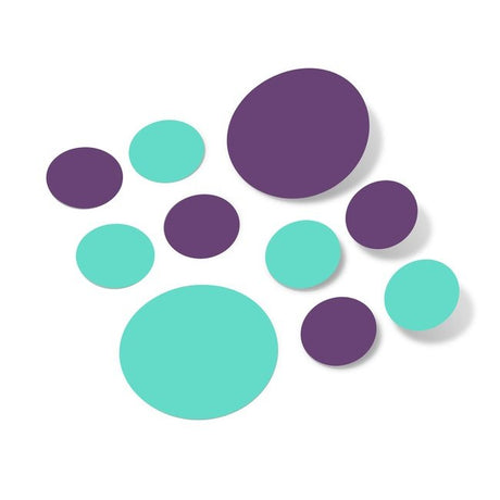 Purple / Mint Green Polka Dot Circles Wall Decals