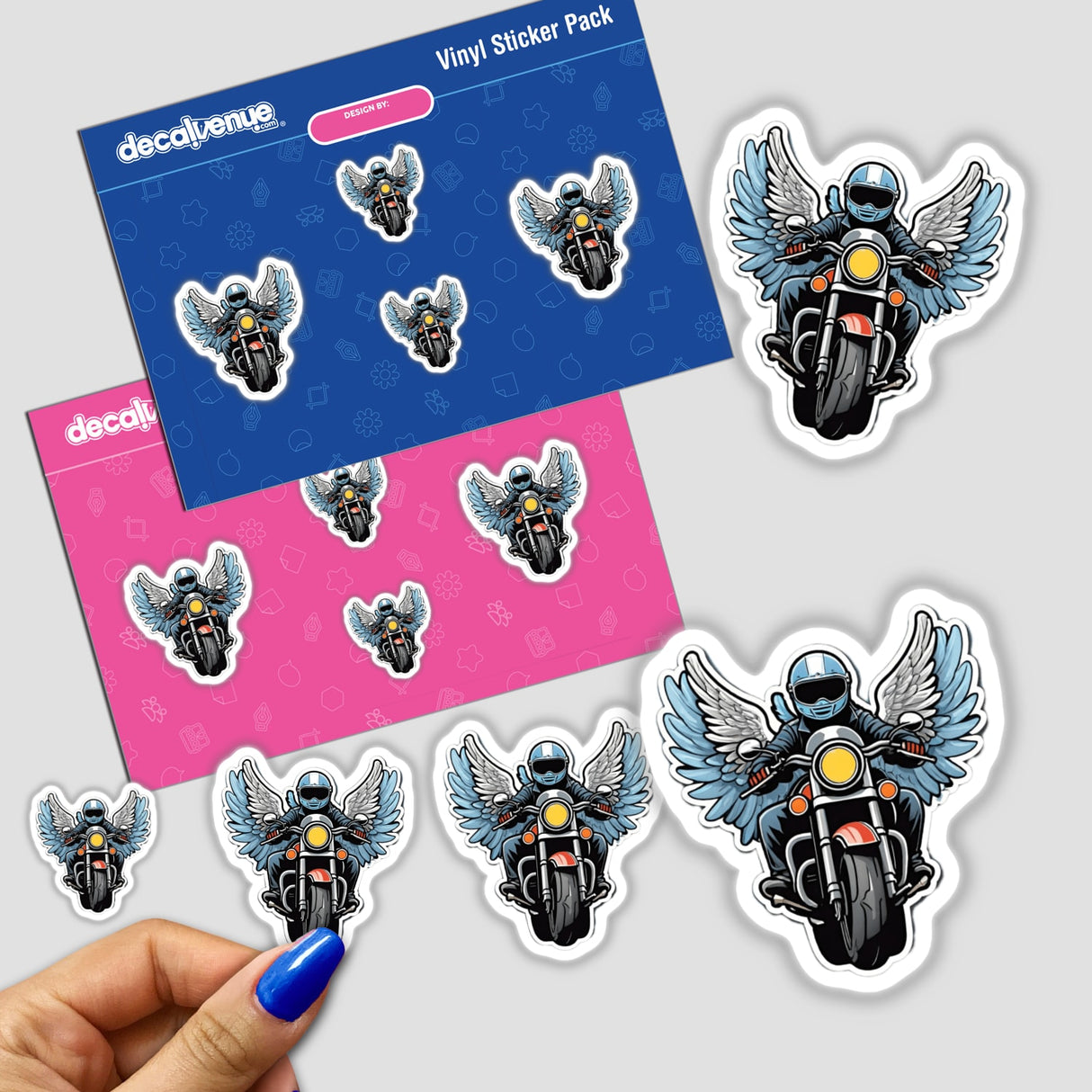 Motorcyclist on motorcycle with wings
