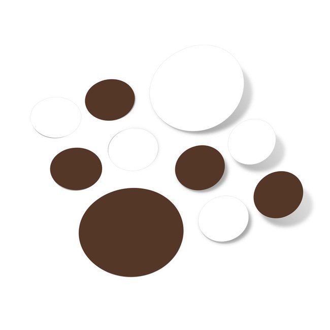 White / Chocolate Brown Polka Dot Circles Wall Decals