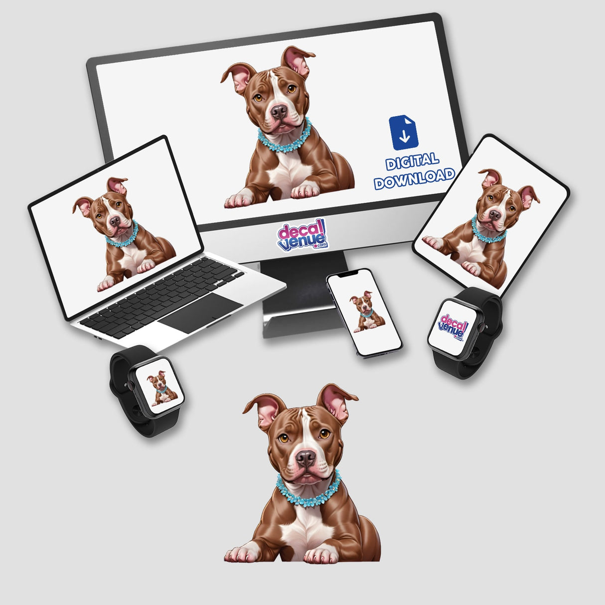Pitbull with Floral Collar