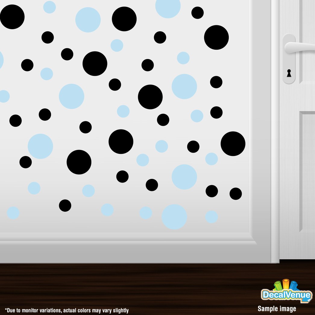 Baby Blue / Black Polka Dot Circles Wall Decals