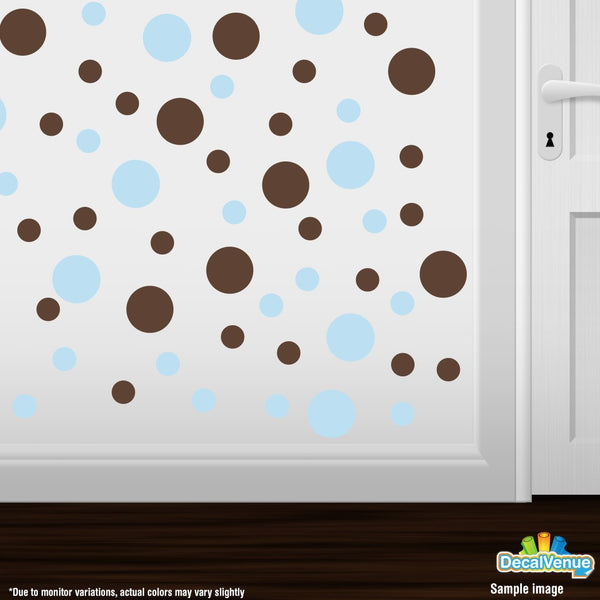 Baby Blue / Chocolate Brown Polka Dot Circles Wall Decals