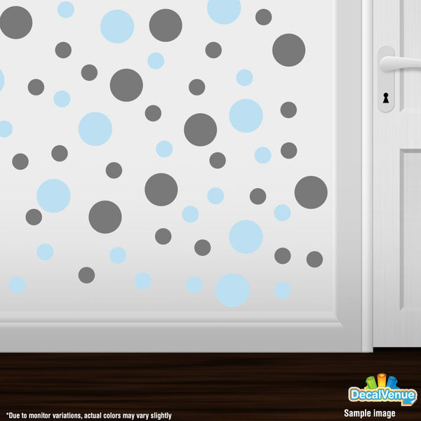 Baby Blue / Grey Polka Dot Circles Wall Decals