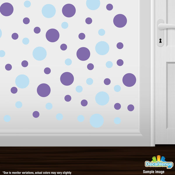 Baby Blue / Lavender Polka Dot Circles Wall Decals