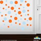 Baby Blue / Orange Polka Dot Circles Wall Decals