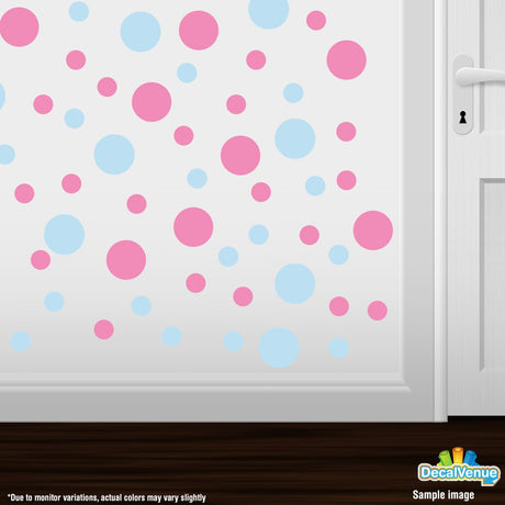 Baby Blue / Pink Polka Dot Circles Wall Decals