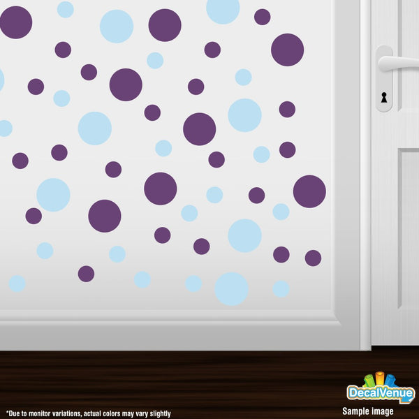 Baby Blue / Purple Polka Dot Circles Wall Decals