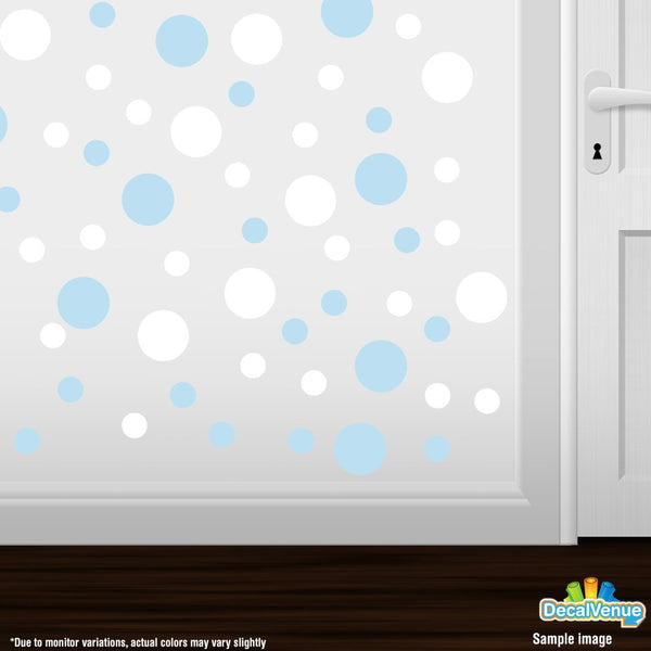 Baby Blue / White Polka Dot Circles Wall Decals