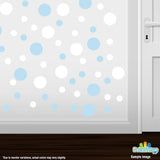Baby Blue / White Polka Dot Circles Wall Decals
