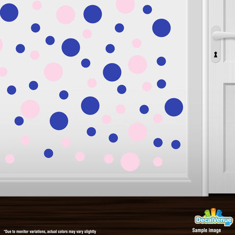 Baby Pink / Blue Polka Dot Circles Wall Decals