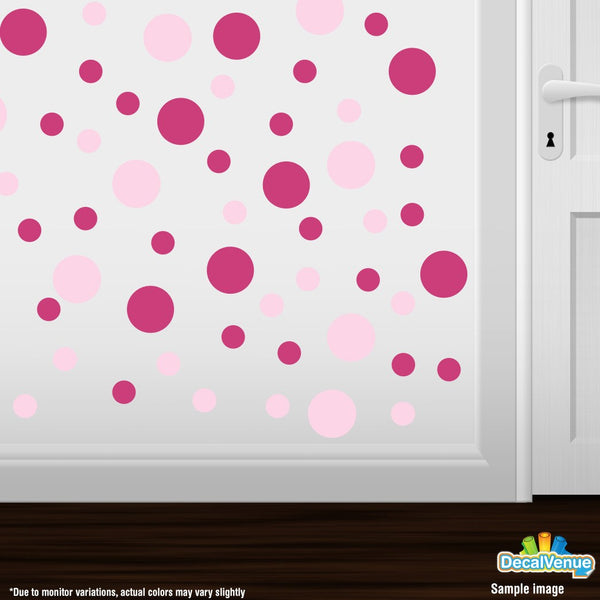 Baby Pink / Hot Pink Polka Dot Circles Wall Decals