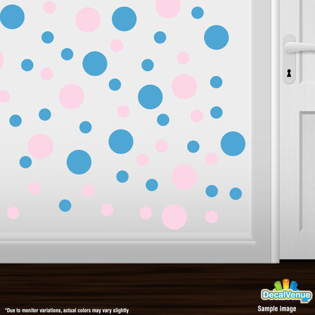 Baby Pink / Ice Blue Polka Dot Circles Wall Decals