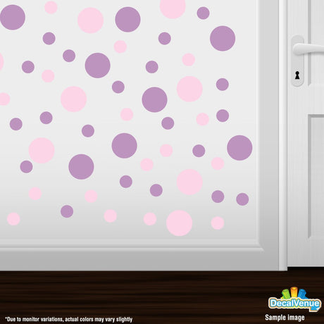 Baby Pink / Lilac Polka Dot Circles Wall Decals
