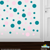 Baby Pink / Turquoise Polka Dot Circles Wall Decals