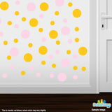 Baby Pink / Yellow Polka Dot Circles Wall Decals