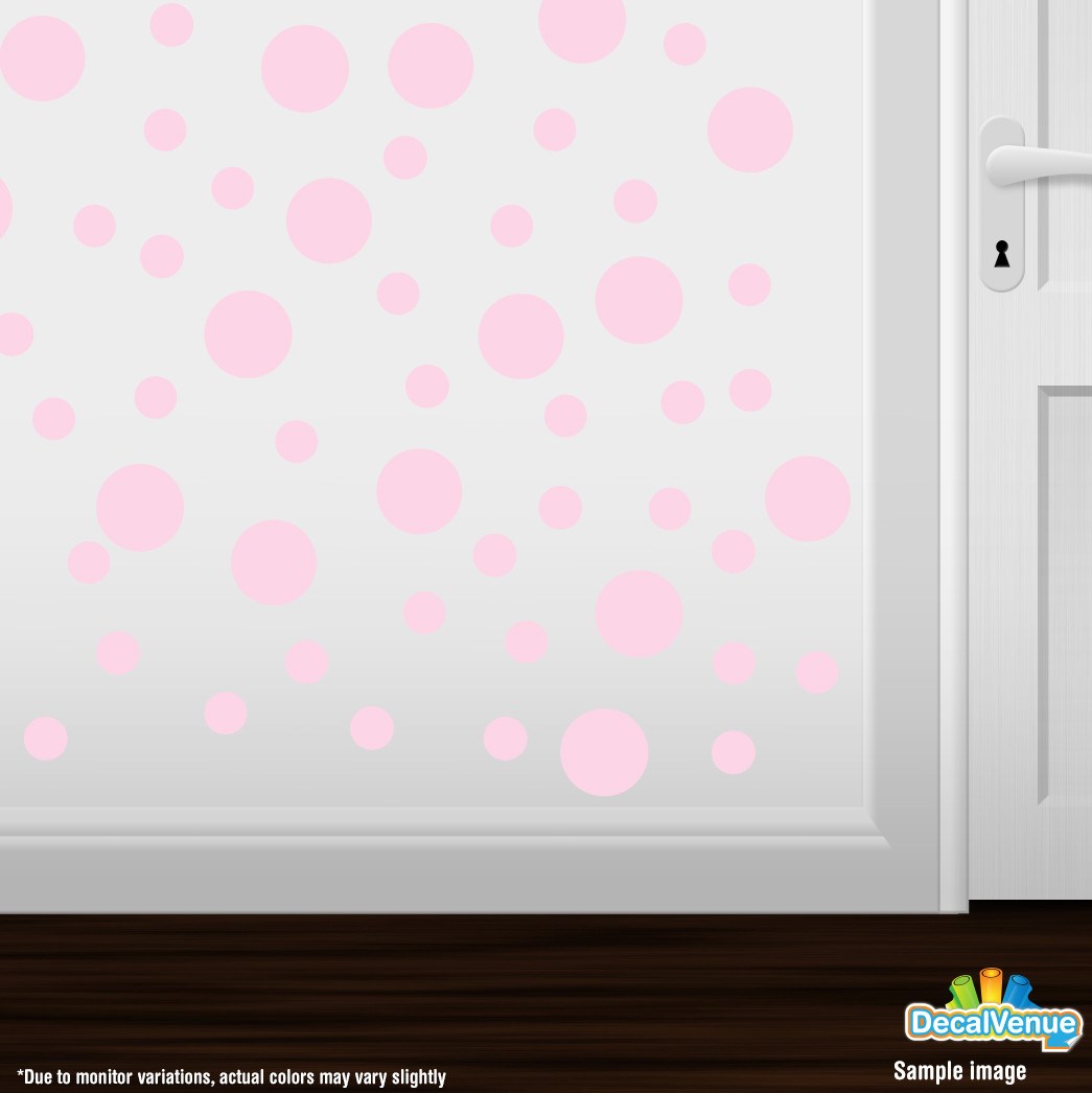 Baby Pink Polka Dot Circles Wall Decals