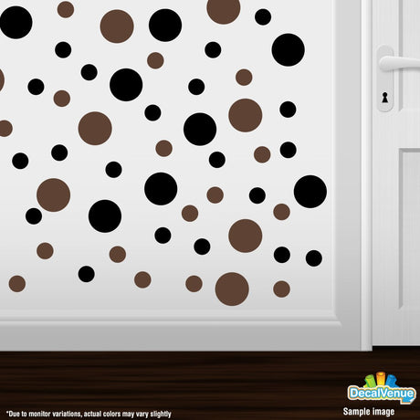 Black / Chocolate Brown Polka Dot Circles Wall Decals