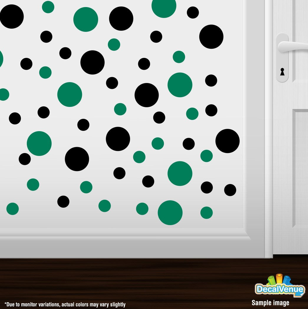 Black / Green Polka Dot Circles Wall Decals