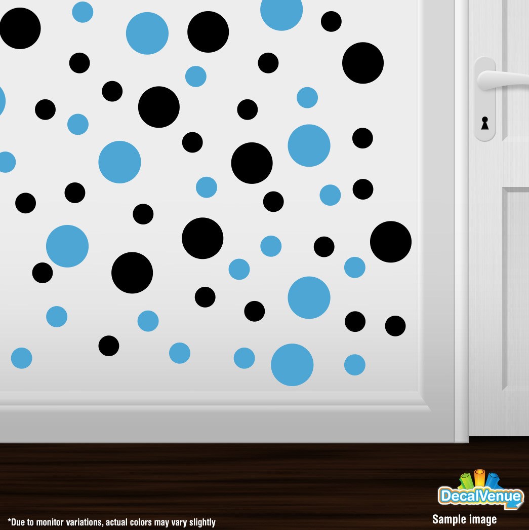 Black / Ice Blue Polka Dot Circles Wall Decals | Polka Dot Circles | DecalVenue.com