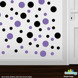 Black / Lavender Polka Dot Circles Wall Decals