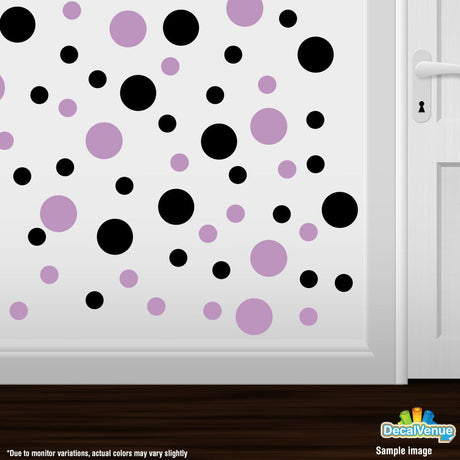 Black / Lilac Polka Dot Circles Wall Decals