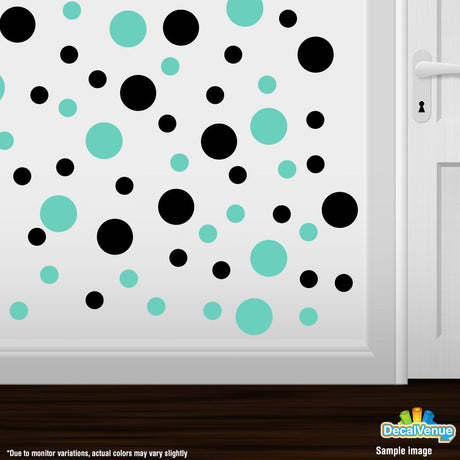 Black / Mint Green Polka Dot Circles Wall Decals