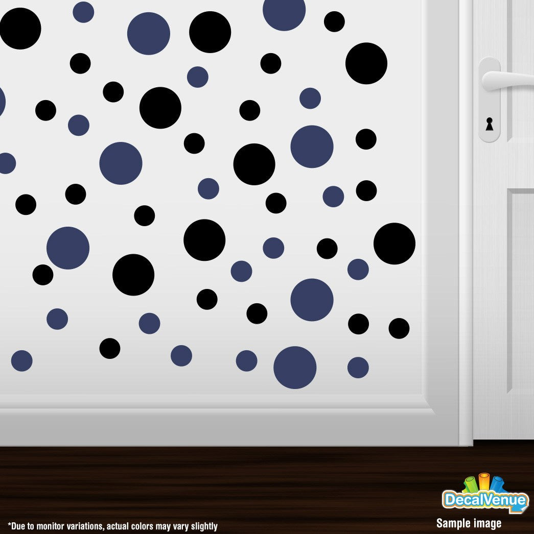 Black / Navy Blue Polka Dot Circles Wall Decals