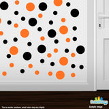 Black / Orange Polka Dot Circles Wall Decals | Polka Dot Circles | DecalVenue.com
