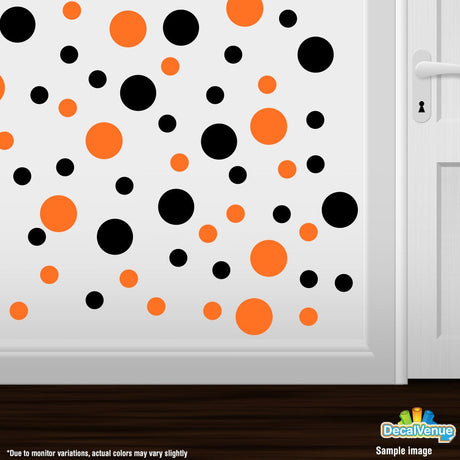 Black / Orange Polka Dot Circles Wall Decals