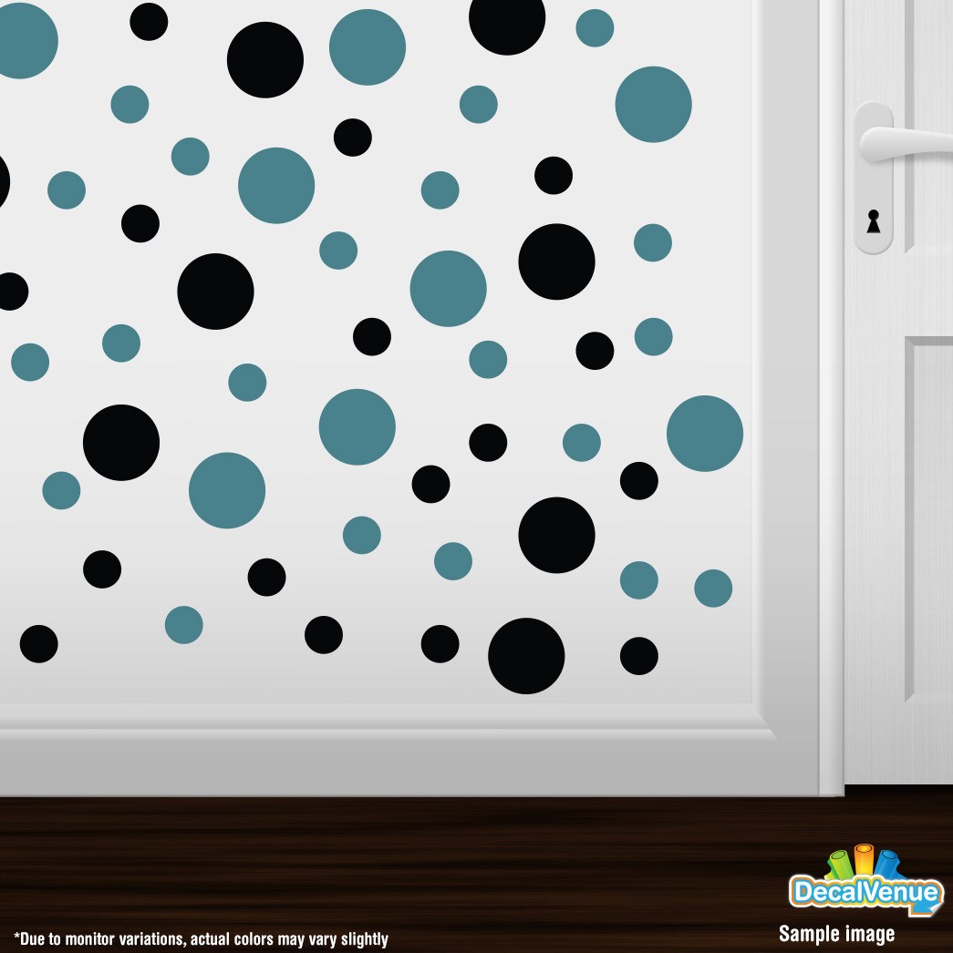 Black / Turquoise Polka Dot Circles Wall Decals
